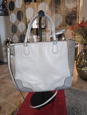 Rehab/Project Coach Color Block Light Grey Leather Satchel 2013 25057